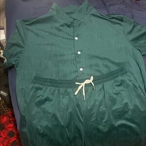 SHEIN Men's Green Button-Up Set